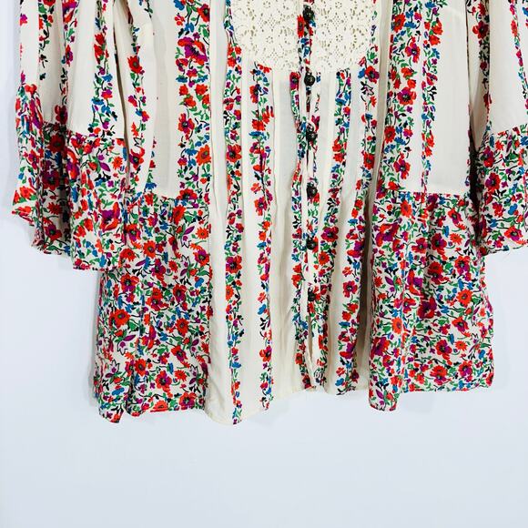 Anthropologie Maeve Hiver Peasant Blouse Floral | Cream Red | SZ 6 - Picture 6 of 11